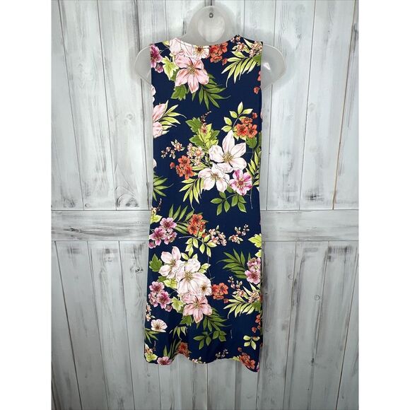 WOMENS J JILL BLUE TROPICAL FLORAL SOFT STRETCH KNIT SLEEVELESS TANK DRESS XS - Picture 7 of 16